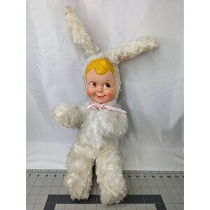 Rubber Face Doll‎ White Bunny Rabbit Vintage 18 Inch Stuffed Animal Toy